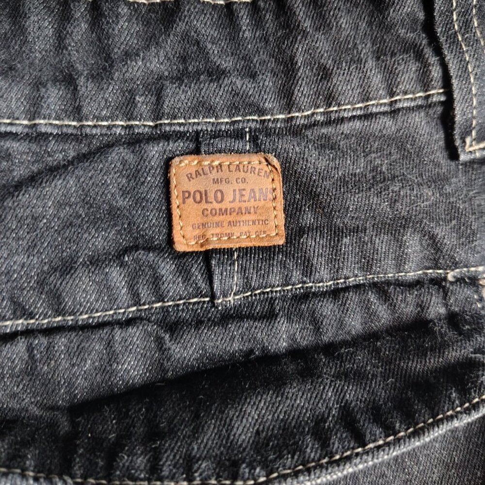 VINTAGE Polo Jeans Shorts Mens Size 40 Dark Wash Black Artillery Cargo Baggy Y2K - Picture 10 of 13
